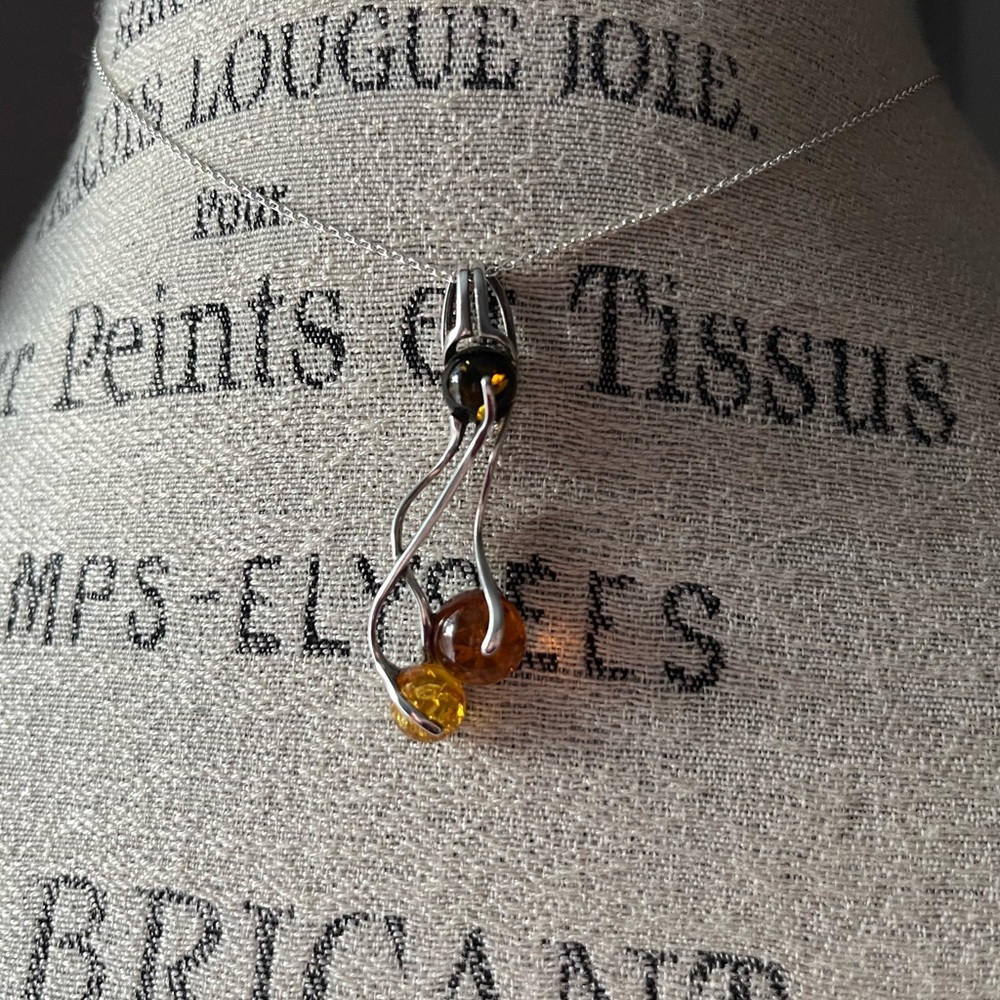Amber Wave Sterling Silver Pendant - Picture 5 of 14